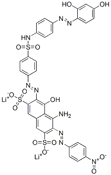 4-氨基-6-[[4-[[[4-[(2,4-二羟苯基)偶氮]苯基]氨基]磺酰基]苯基]偶氮]-5-羟基-3-[(4-硝基苯基)偶氮]-2,7-萘二磺酸二锂盐 结构式
