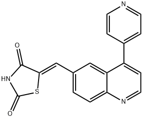 (5Z)-5-[[4-(4-吡啶基)-6-喹啉基]亚甲基]-2,4-噻唑烷二酮, 958852-01-2, 结构式