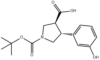 trans-1-Boc-4-(3-hydroxyphenyl)-pyrrolidine-3-carboxylic acid, 959575-09-8, 结构式