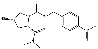 (2S,4S)-2-(ジメチルアミノカルボキシル)-4-メルキャプト-1-(ｐ-ニトロベンジロキシカルボニル)-1-ピロリジン 化学構造式