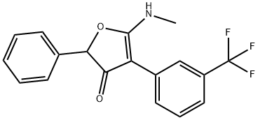5-(メチルアミノ)-2-フェニル-4-[3-(トリフルオロメチル)フェニル]フラン-3(2H)-オン 化学構造式