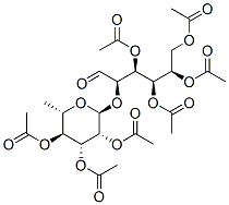 2-O-(2,3,4-tri-O-acetyl-6-deoxy-alpha-L-mannopyranosyl)-D-glucose tetraacetate Structure