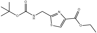 2-((叔丁氧羰基氨基)甲基)噻唑-4-甲酸乙酯, 96929-05-4, 结构式