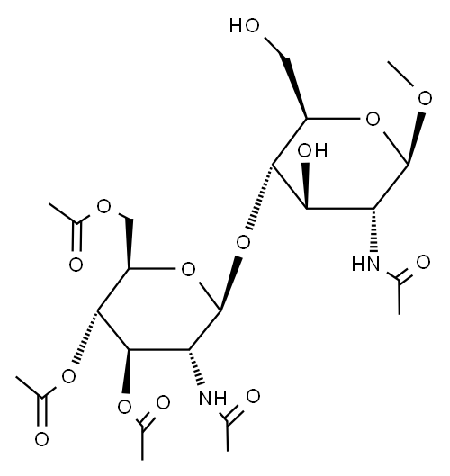 Methyl 2-Acetamido-4-O-(2-acetamido-3,4,6-tri-O-acetyl-b-D-glucopyranosyl)-2-deoxy-b-D-glucopyranoside 结构式
