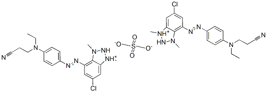 bis[6-chloro-4-[[4-[(2-cyanoethyl)ethylamino]phenyl]azo]-1,3-dimethyl-1H-benzotriazolium] sulphate 结构式