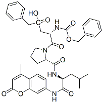 7-(N-benzyloxycarbonyl-beta-benzylaspartyl-prolyl-leucyl)amino-4-methylcoumarin 结构式