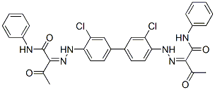 (2Z)-2-[[2-chloro-4-[3-chloro-4-[(2Z)-2-[2-oxo-1-(phenylcarbamoyl)propylidene]hydrazinyl]phenyl]phenyl]hydrazinylidene]-3-oxo-N-phenyl-butanamide 结构式