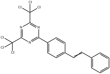 1,3,5-Triazine, 2-[4-(2-phenylethenyl)phenyl]-4,6-bis(trichloromethyl)- 结构式