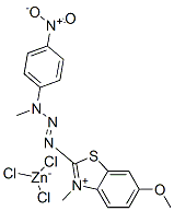 6-Methoxy-3-methyl-2-[3-methyl-3- (p-nitrophenyl)-1-triazeno]benzothiazolium trichlorozincate Structure