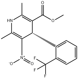 (4S)-1,4-ジヒドロ-2,6-ジメチル-3-ニトロ-4-[2-(トリフルオロメチル)フェニル]ピリジン-5-カルボン酸メチル 化学構造式