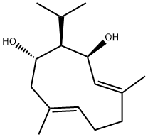 [1S,2R,3S,4E,8E,(-)]-5,9-Dimethyl-2-(1-methylethyl)-4,8-cyclodecadiene-1,3-diol 结构式