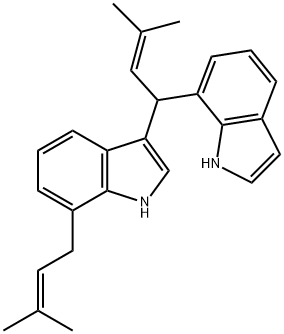 3-[1-(1H-Indol-7-yl)-3-methyl-2-butenyl]-7-(3-methyl-2-butenyl)-1H-indole 结构式