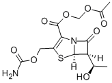 acetyloxymethyl (5R,6R)-3-(carbamoyloxymethyl)-6-(1-hydroxyethyl)-7-oxo-4-thia-1-azabicyclo[3.2.0]hept-2-ene-2-carboxylate 结构式