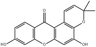 5,9-Dihydroxy-3,3-dimethylpyrano[3,2-a]xanthen-12(3H)-one 结构式