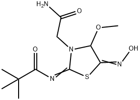 5-(hydroxyimino)-4-methoxy-2-(pivaloylimino)thiazolidine-3-acetamide 结构式