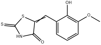 5-[(2-羟基-3-甲氧基-苯基)亚甲基]-2-硫基亚甲基-1,3-四氢噻唑-4-酮, 99972-65-3, 结构式