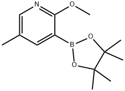 2-メトキシ-5-メチル-3-(4,4,5,5-テトラメチル-1,3,2-ジオキサボロラン-2-イル)ピリジン 化学構造式