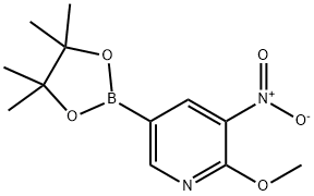 2-メトキシ-3-ニトロ-5-(4,4,5,5-テトラメチル-1,3,2-ジオキサボロラン-2-イル)-ピリジン 化学構造式
