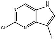 2-クロロ-7-ヨード-5H-ピロロ[3,2-D]ピリミジン 化学構造式