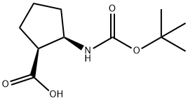 (1S,2R)-BOC-2-アミノ-1-シクロペンタンカルボン酸 化学構造式