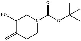 3-羟基-4-亚甲基哌啶-1-甲酸叔丁酯, 159635-22-0, 结构式