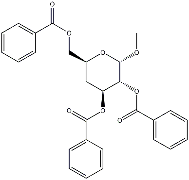 Methyl 2,3,6-Tri-O-benzoyl-4-deoxy-a-D-glucopyranoside 结构式