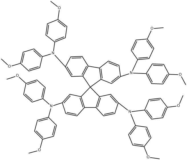2,2',7,7'-Tetrakis[N,N-di(4-methoxyphenyl)amino]-9,9'-spirobifluorene Structure