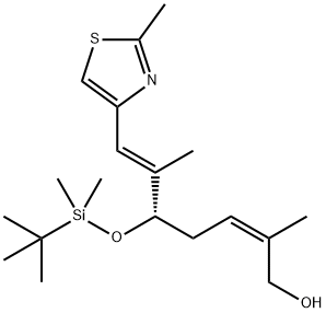 (-)-(2Z,5S,6E)-5-{[TERT-ブチル(ジメチル)シリル]オキシ}-2,6-ジメチル-7-(2-メチル-1,3-チアゾール-4-イル)ヘプタ-2,6-ジエン-1-オール 化学構造式