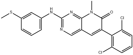 6-(2,6-二氯苯基)-8-甲基-2-[[3-(甲硫基)苯基]氨基]吡啶并[2,3-D]嘧啶-7(8H)-酮 结构式
