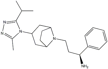 (1S)-3-[3-(3-Isopropyl-5-methyl-4H-1,2,4-triazol-4-yl)-exo-8-azabicyclo[3.2.1]oct-8-yl]-1-phenyl-1-propanamine Struktur