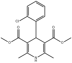 4-(2-クロロフェニル)-2,6-ジメチル-1,4-ジヒドロピリジン-3,5-ニカルボン酸ジメチル 化学構造式