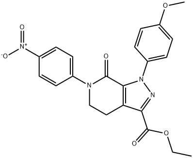 4,5,6,7-四氢-1-(4-甲氧基苯基)-6-(4-硝基苯基)-7-氧代-1H-吡唑并[3,4-C]吡啶-3-羧酸乙酯 结构式