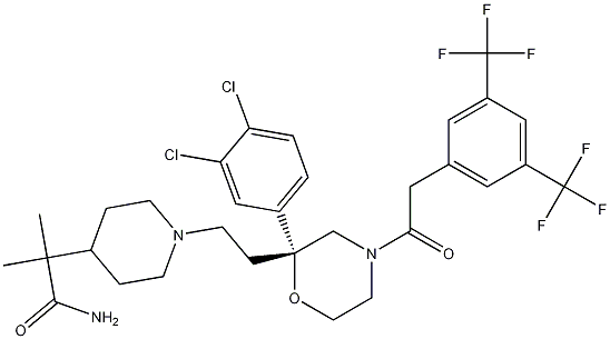 1-[2-[(2R)-4-[2-[3,5-Bis(trifluoromethyl)phenyl]acetyl]-2-(3,4-dichlorophenyl)-2-morpholinyl]ethyl]-alpha,alpha-dimethyl-4-piperidineacetamide Structure