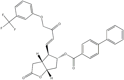 [1,1'-Biphenyl]-4-carboxylic acid (3aR,4R,5R,6aS)-hexahydro-2-oxo-4-[(1E)-3-oxo-4-[3-(trifluoromethyl)phenoxy]-1-buten-1-yl]-2H-cyclopenta[b]furan-5-yl ester Struktur