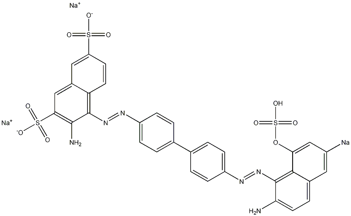 3-アミノ-4-[[4'-[(2-アミノ-8-ヒドロキシ-6-ソジオスルホ-1-ナフタレニル)アゾ]-1,1'-ビフェニル-4-イル]アゾ]ナフタレン-2,7-ジスルホン酸二ナトリウム 化学構造式