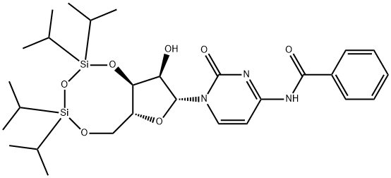 N4-苯甲酰-3',5'-O-(1,1,3,3-四异丙基-1,3-二硅氧烷二基)胞啶 结构式