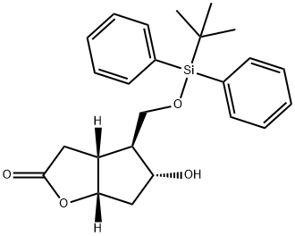 (3AR,4S,5R,6AS)-4-(TERT-ブチルジフェニルシリルオキシ)メチル-5-ヒドロキシ-ヘキサヒドロ-2H-シクロペンタ[B]フラン-2-オン 化学構造式