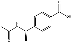 4-[(1R)-1-(アセチルアミノ)エチル]安息香酸 化学構造式