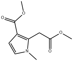 メチル3-(メトキシカルボニル)-1-メチル-1H-ピロール-2-アセタート 化学構造式