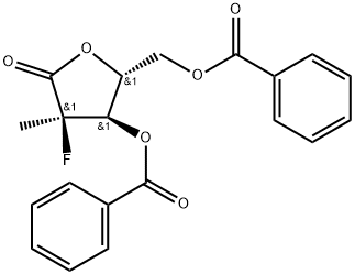 ((2R,3R,4R)-3-(benzoyloxy)-4-fluoro-4-methyl-5-oxotetrahydrofuran-2-yl)methyl benzoate Struktur