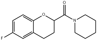 1-[(6-フルオロ-3,4-ジヒドロ-2H-1-ベンゾピラン-2-イル)カルボニル]ピペリジン 化学構造式