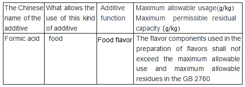 Maximum allowable amount and maximum allowable residual standard of food additives