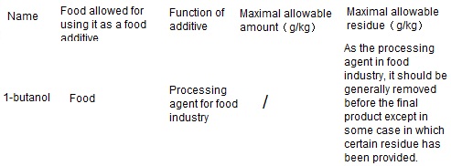 The maximum allowable amount of food additives and maximum allowable residue