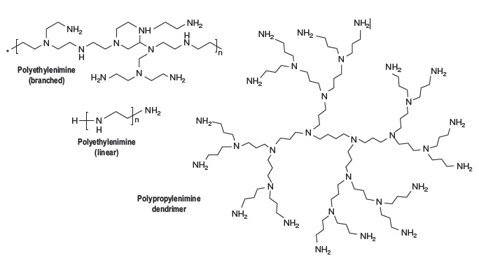 Chemical structure of polymers used for gene delivery.