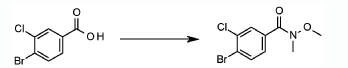 4-溴-3-氯-N-甲氧基-N-甲基-苯甲酰胺的合成路线