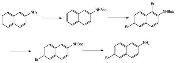 6-溴-2-氨基萘的合成路线图