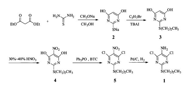 4，6-二氯 -2-(丙硫基)-5-氨基嘧啶的应用与合成