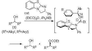 ラセミアルコール、カルボン酸の速度論的光学分割
