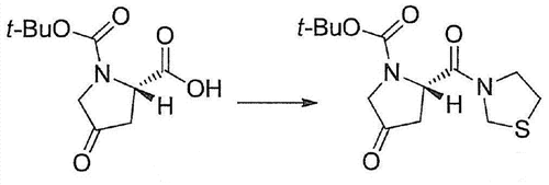 synthesis of (2S)-4-Oxo-2-(3-thiazolidinylcarbonyl)-1-pyrrolidinecarboxylic acid tert-butyl ester