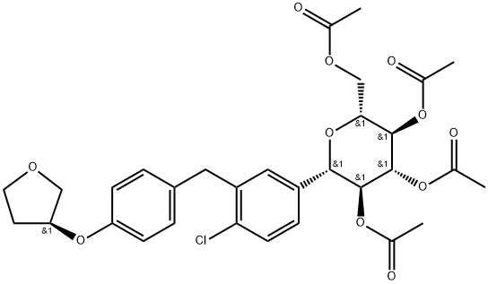 (2R,3R,4R,5S,6S)-2-(acetoxymethyl)-6-(4-chloro-3-(4-(((S)- tetrahydrofuran-3-yl)oxy)benzyl)phenyl)tetrahydro-2H-pyran- 3,4,5-triyl triacetate